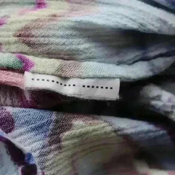 DESIGUAL Roll Tab Sleeve Aztec Pattern Crochet Button Up Blouse Top Women Medium - Picture 10 of 12